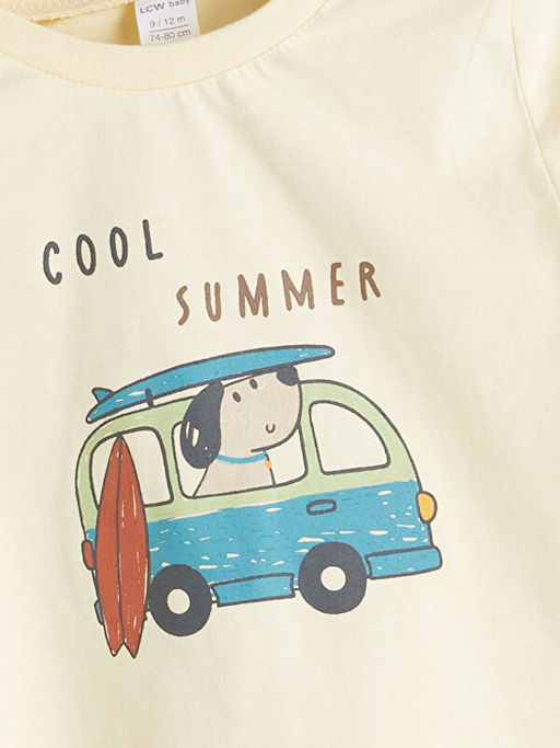 Bisiklet Yaka Bask?l? Erkek Bebek Ti??rt ve ?ort 2li