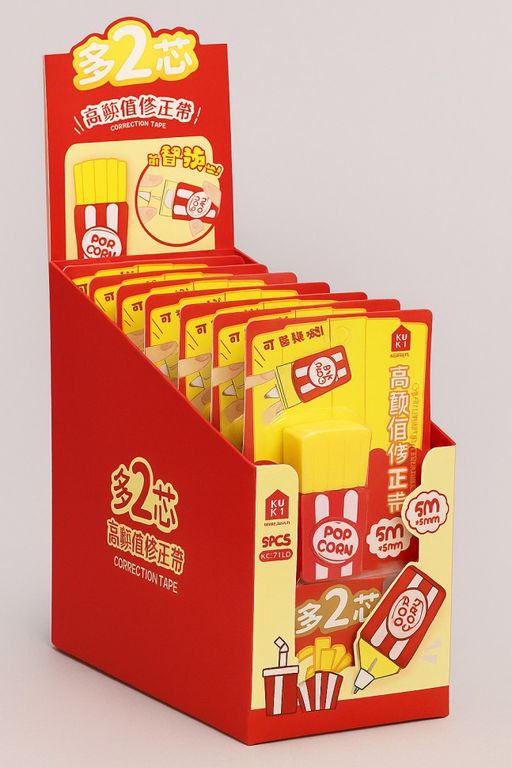 Корректор "French fries", red + 2 сменных блока, шоу-бокс 8 шт.