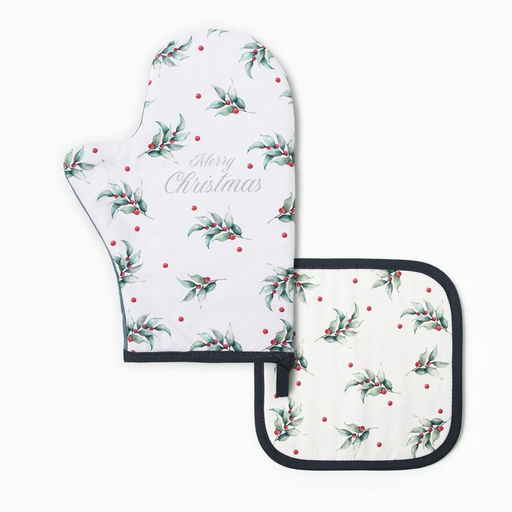 Набор кухонный Этель Snow fun, варежка 20?28 см, прихватка 19?19 см,100% хлопок