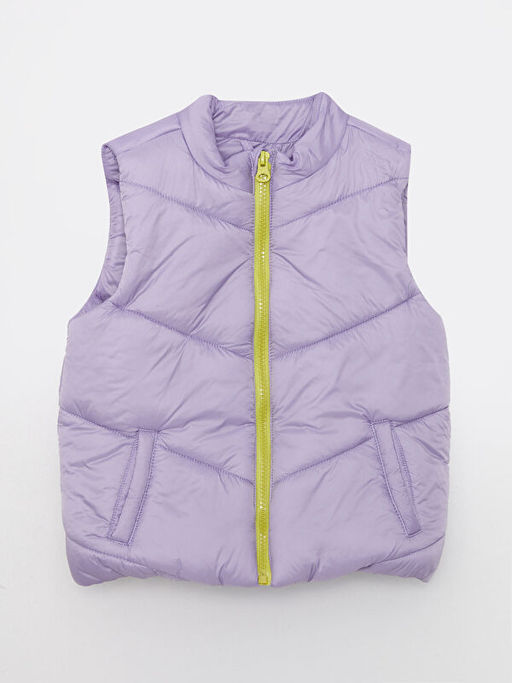 Dik Yaka Basic K?z Bebek Fermuarl? Yelek