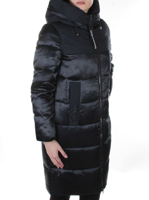 2235 BLACK Пальто стеганое зимнее Qirikui