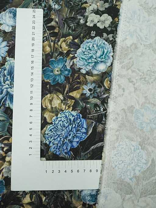 Плательный хлопок (Digital) Эфина - синие цветы, ш.1.5м, хлопок-100%, 170гр/м.кв - Купава фото 4