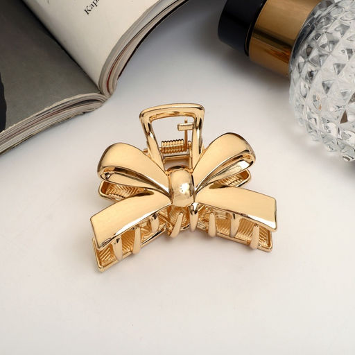 Цена за 2 шт. Крабик для волос «Анисия», бантик, 6 см, золото