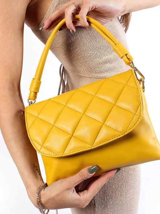 LACCOMA сумка Катрин-Ф826-желтый эко кожа хлопок  фото 7