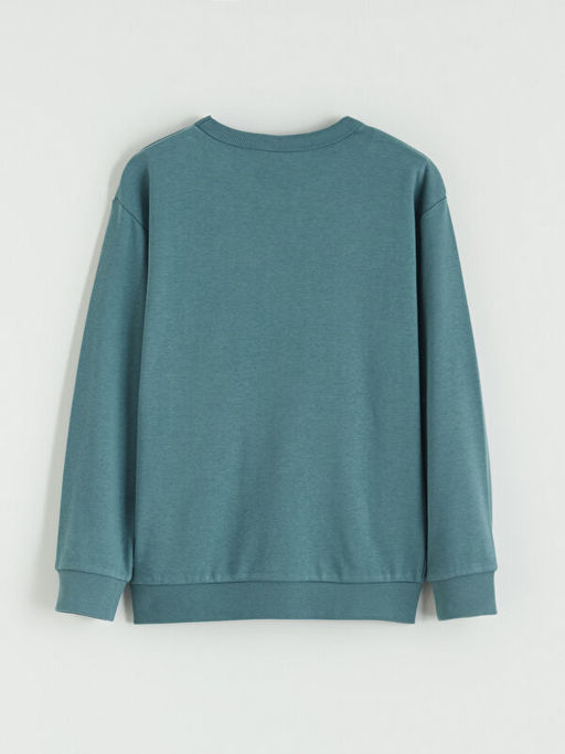 Bisiklet Yaka Bask?l? Erkek ?ocuk Sweatshirt