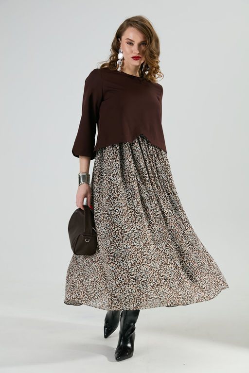 Платье NIKVA н740-20 шоколад и шоколадная абстракция  фото 8