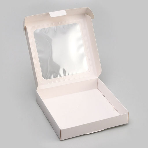 Цена за 3 шт. Коробка самосборная, белая, с окном, 16×16×3 см