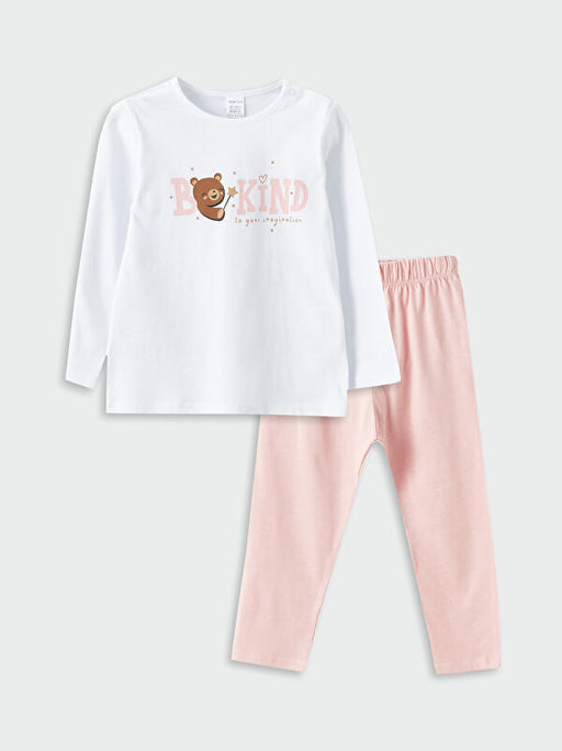 Bisiklet Yaka Bask?l? K?z Bebek Pijama Tak?m?