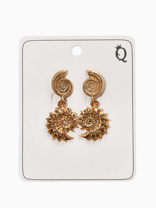 Цена за 2 шт. Серьги металл "Ракушки", цвет золото