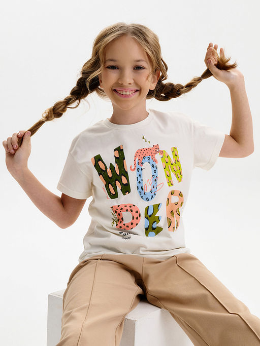 PELICAN, футболка для девочек, Молочный  фото 3