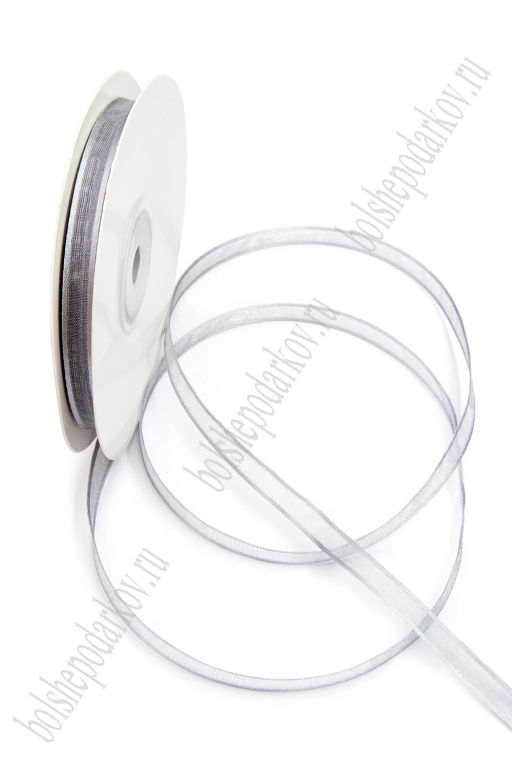 Лента органза с атласными краями 0,7 см*25 ярд (SF-8087) серый №59
