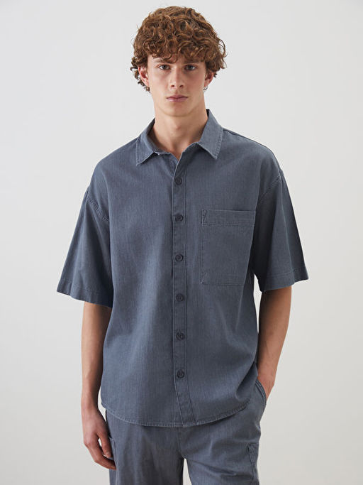 Rahat Kal?p K?sa Kollu Erkek Jean G?mlek