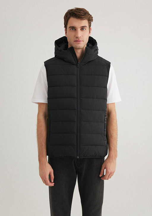 Mavi Jeans Detayl? Kapusonlu Siyah Sisme Yelek  фото 3