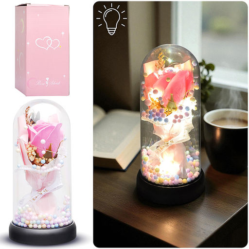 Светильник "Необыкновенная роза" в коробке (розовый)