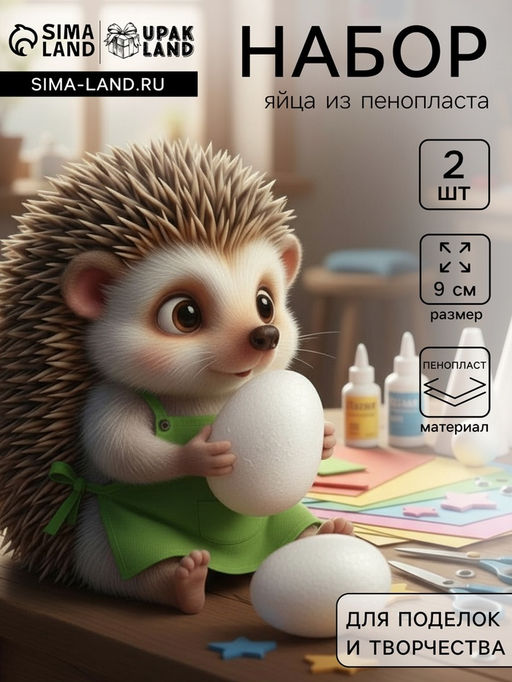 Цена за 2 шт. Яйцо из пенопласта - заготовка, для поделок и творчества, 9 см - UPAK LAND фото 5
