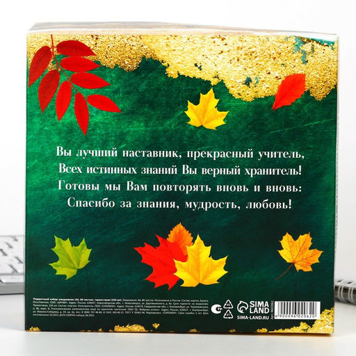 Подарочный набор, ежедневник А6, 80 л.,термостакан 250 мл «Самому лучшему учителю»