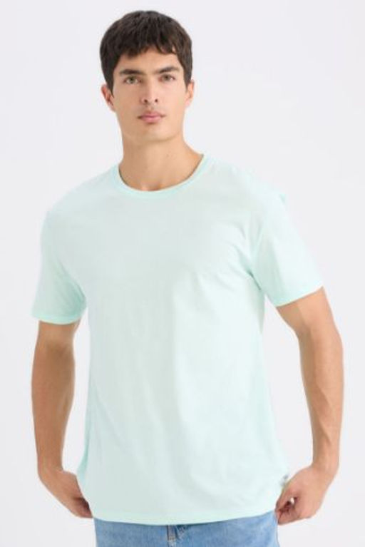 New Regular Fit Bisiklet Yaka Basic Duz K?sa Kollu Tisort