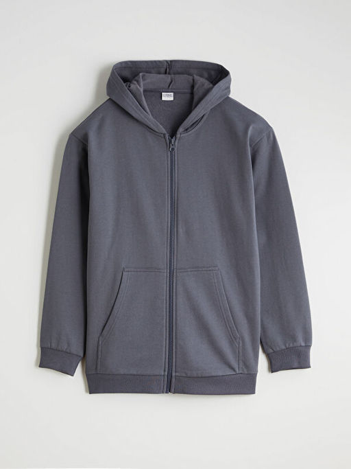 Kap??onlu Erkek ?ocuk Kal?n Fermuarl? Sweatshirt