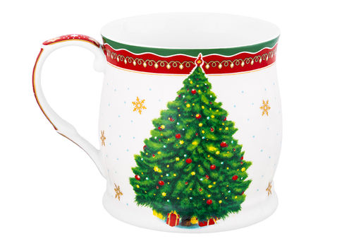 Кружка 350 мл 11,5*8,5*8,5 см Новогодняя елка красный узор NEW BONE CHINA - Elan gallery фото 6