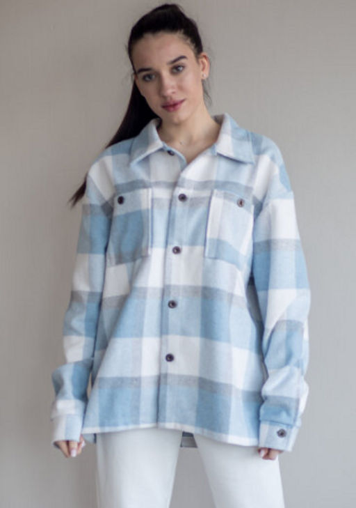 512 Рубашка клетка, голубой - Knitka wear фото 8