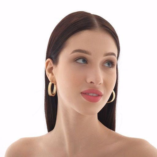 Серьги-кольца Карма крупная линия, цвет золото, d=4 - Queen fair фото 2