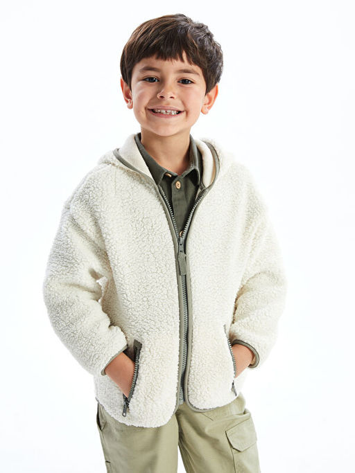 Kap??onlu Pel?? Erkek ?ocuk Fermuarl? Sweatshirt