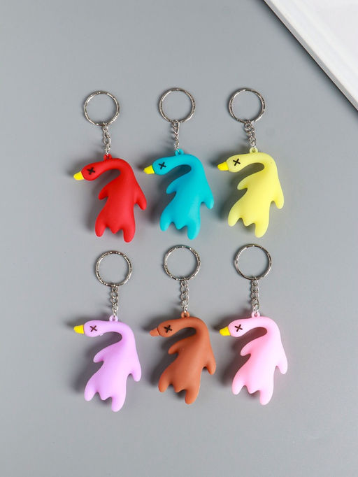 Цена за 12 шт. Брелок для ключей на кольце резина «Утка», 5×2×5.5 см, МИКС