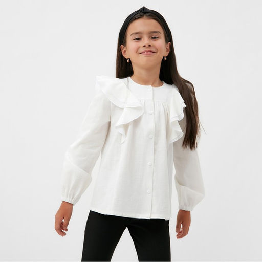 Рубашка для девочки KAFTAN, белая, размер 32 (110-116 см)