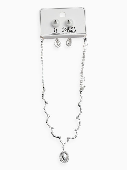 Набор 2 пред-а: серьги, колье "Вечерний шик" капля ажурная, цвет бело-красный в серебре