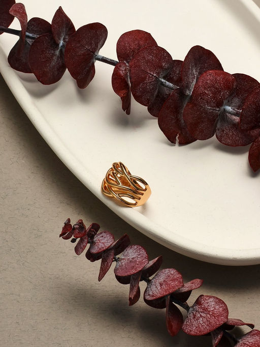 Кольцо металл Тренд тройное переплетение, цвет золото, размер 17 - Qf фото 5