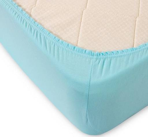 Трикотажная простыня на резинке (голубая) 200*200 см. хлопок 100% - Лен поволжья фото 2