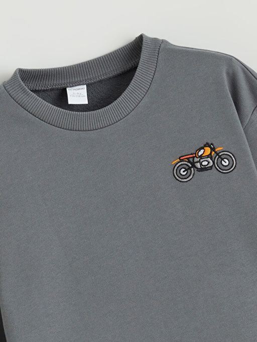 Bisiklet Yaka Nak??l? Erkek ?ocuk Sweatshirt