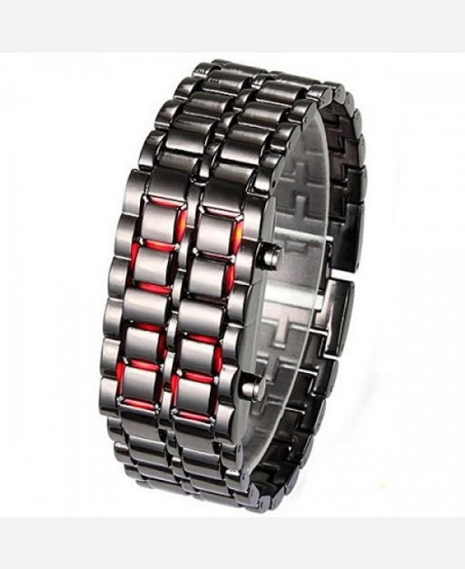 LED-часы "Самурай" Черный браслет, красные диоды 903457