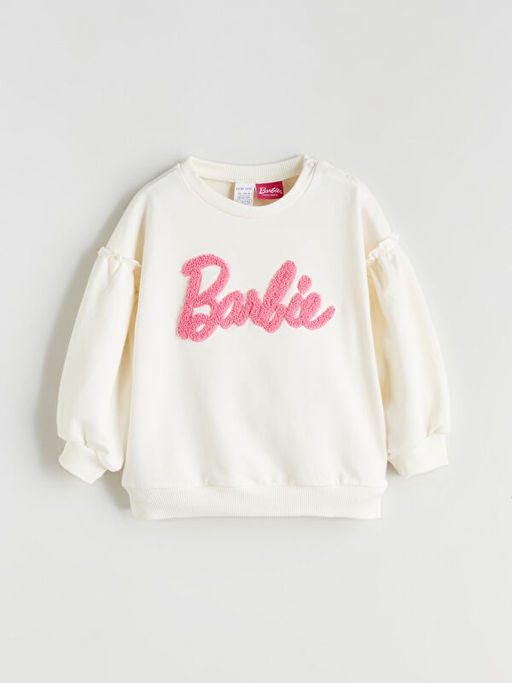 Bisiklet Yaka Barbie Bask?l? K?z Bebek Sweatshirt ve Tayt 2li Tak?m