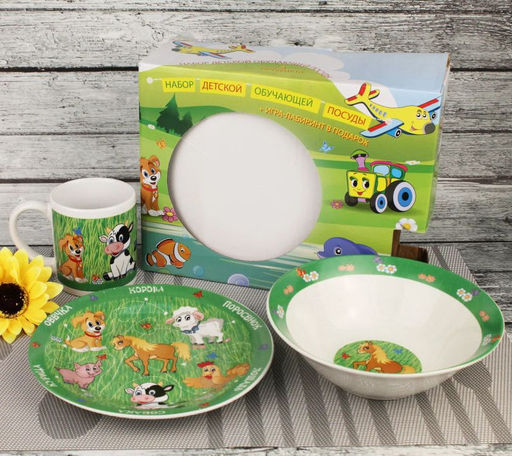 Набор Домашние животные 3пред (тарелка 19см, миска 18см, кружка 240мл) в под. уп. арт. MFK04005 /МФК/  фото 11