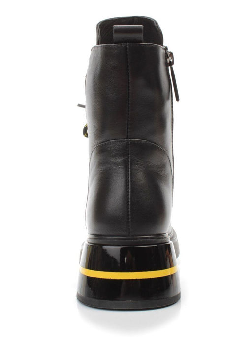 P514-3 BLACK/YELLOW Ботинки демисезонные женские (натуральная кожа, байка)