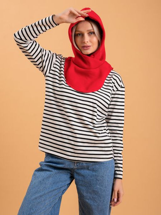 Капор трикотажный красный, капюшон - Yollochka фото 4