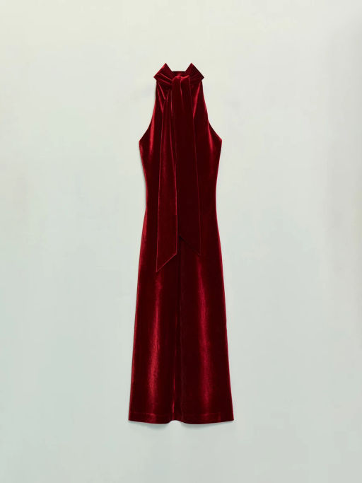 Платье из бархата с воротником халтер / Zarina
