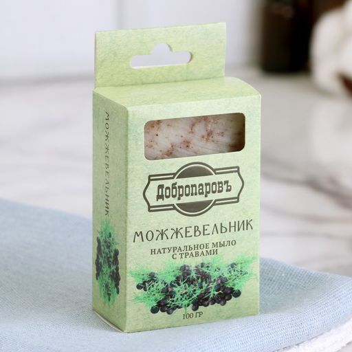 Мыло банное натуральное с травами в коробке Можжевельник 100 г Добропаровъ  фото 3