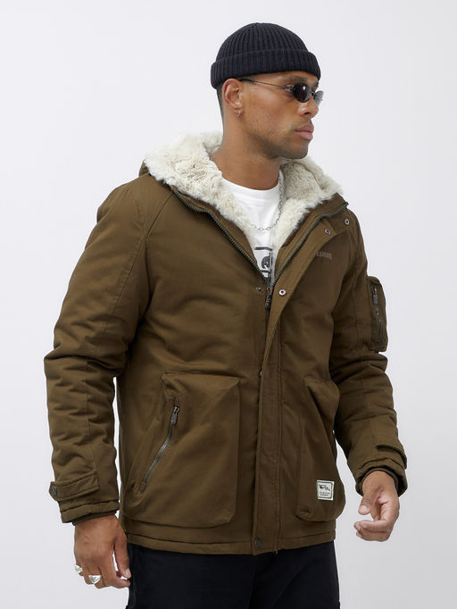 Куртка молодежная мужская зимняя с мехом темно-коричневого цвета 2611TK - Mtforce фото 3