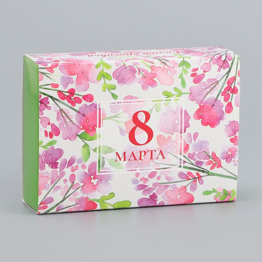 Цена за 2 шт. Коробка складная для 6 конфет без окна «С 8 марта», 13.7×9.8×3.8 см