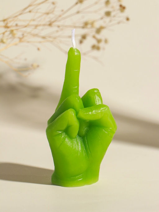 Свеча интерьерная "Жест - fuck" зелёная 4,7х5х9,5 см