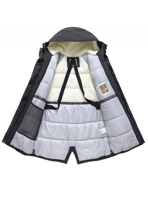 Парка зимняя женская с капюшоном черного цвета 9538-1Ch - Valianly фото 3