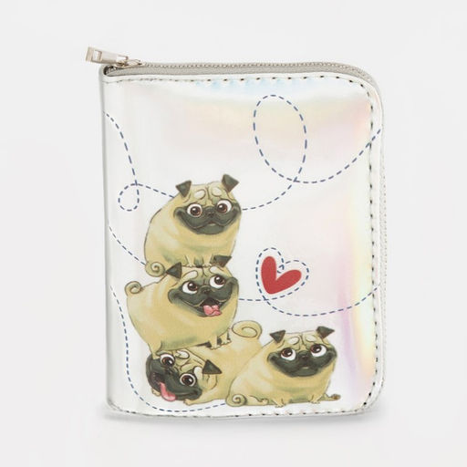 Кошелёк с голографическим эффектом Мопсики, 12.5х9х2 см - Nazamok фото 3