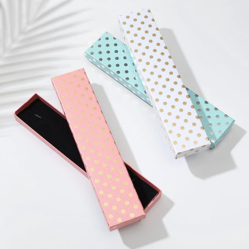 Набор коробочек подарочных 6 шт. под браслет, цепочку, часы «Горошинки золотые», 21×4 см, МИКС