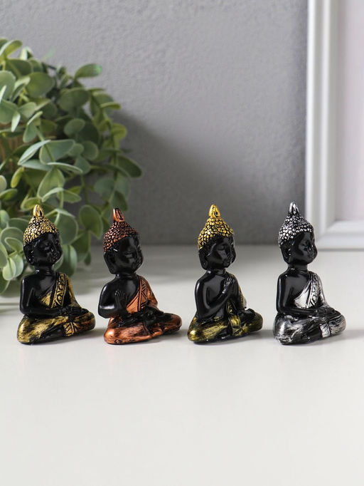 Сувенир полистоун "Будда нарядный" набор 4 шт 2,3х4,5х6 см