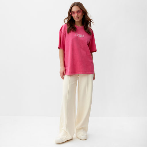 Футболка из вареного хлопка женская Mist Icon, размер L, розовая
