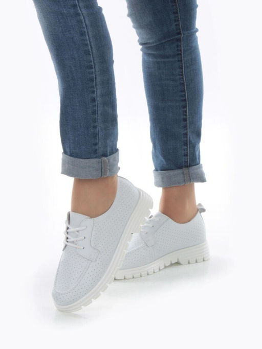 03-PDD161-1 WHITE Полуботинки женские (натуральная кожа) - Фабричный китай фото 16