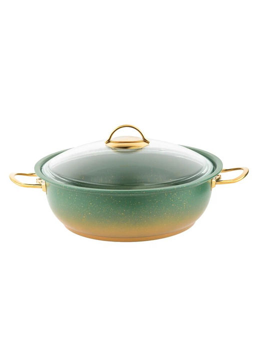 Мантоварка с крышкой стеклянной 28х10 см (5,8 л) с АПП, цвет: оливковый/золотой, арт. 4000-OLV/GD-28 - D.L.K. фото 5