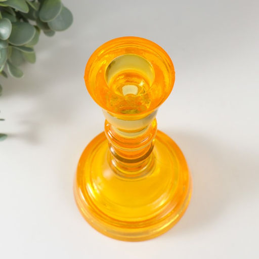 Стеклянный подсвечник на 1 свечу «Кристоф», оранжевый, 6.5×8.5 см, МИКС